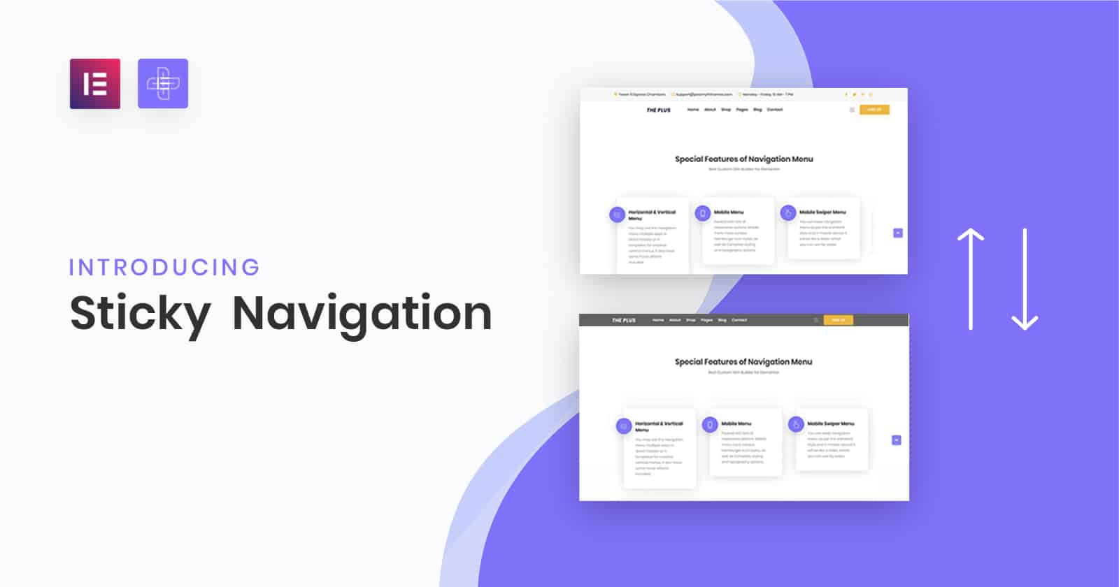 Sticky Navigation Menu widget for elementor | The Plus Addons for Elementor
