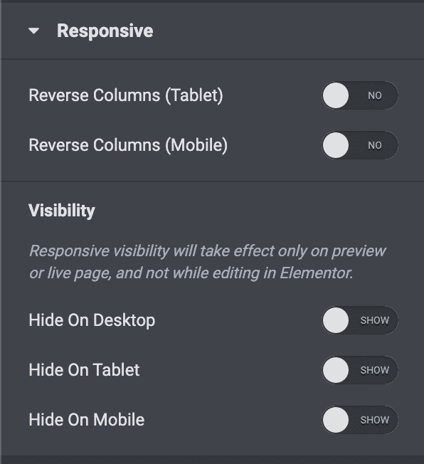 hide sections on desktop tablet and mobile