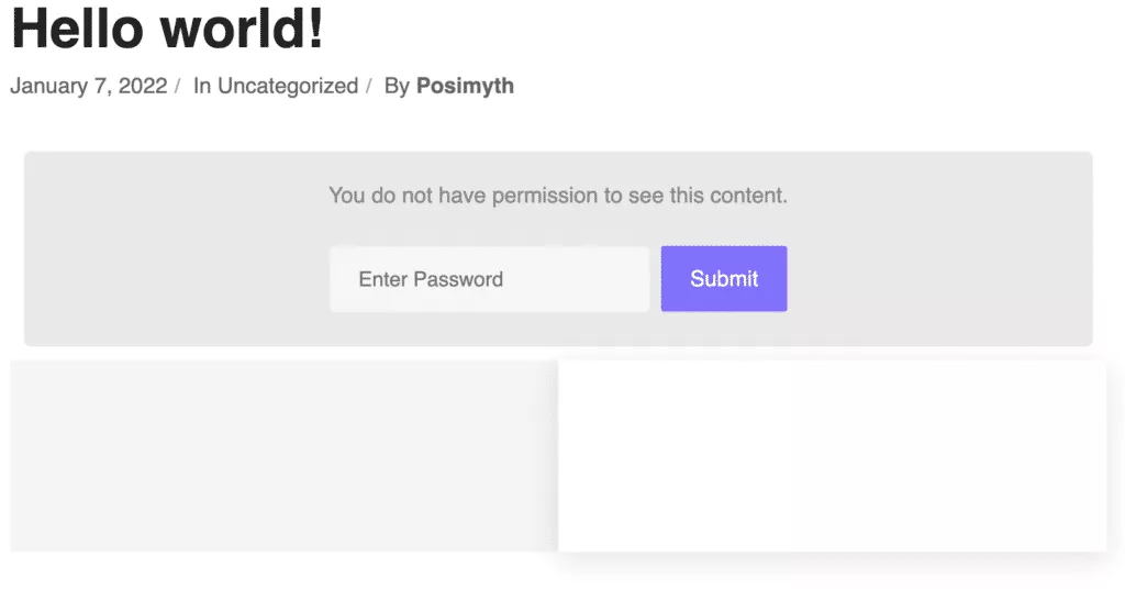 preview of protected page in elementor