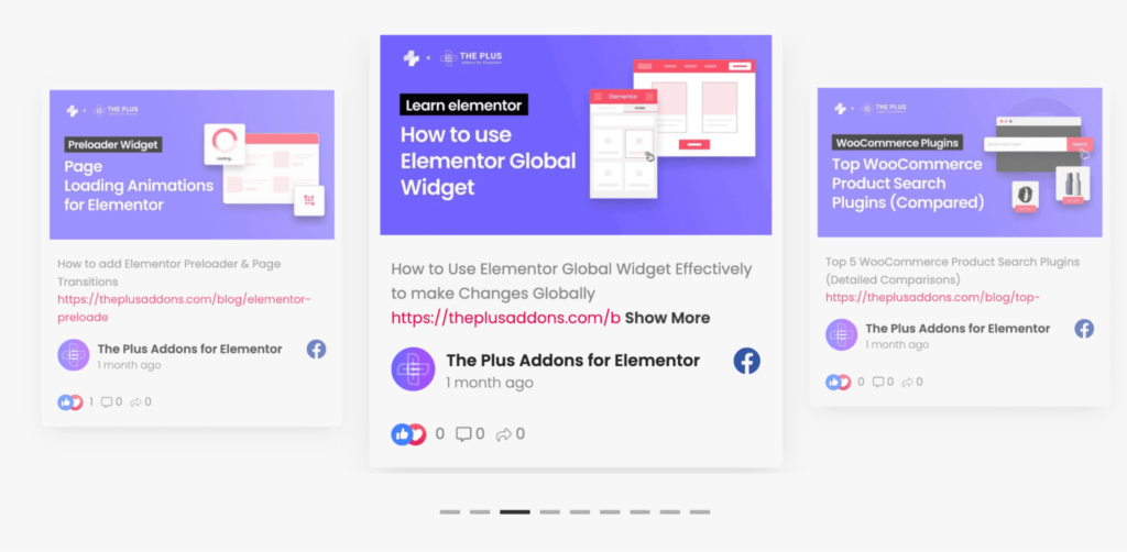 carousel style of elementor facebook feed