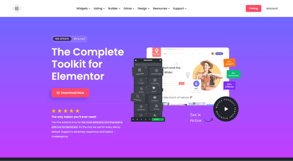 download the plus addons for elementor