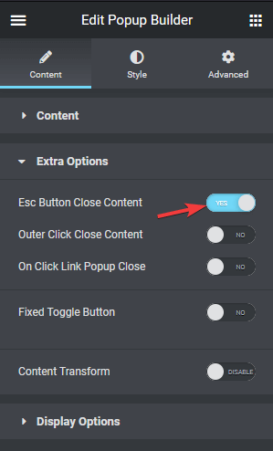 popup builder esc