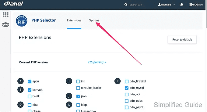 cpanel php selector extensions