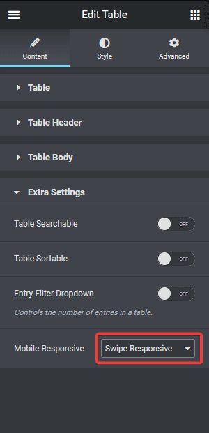 table mobile responsive