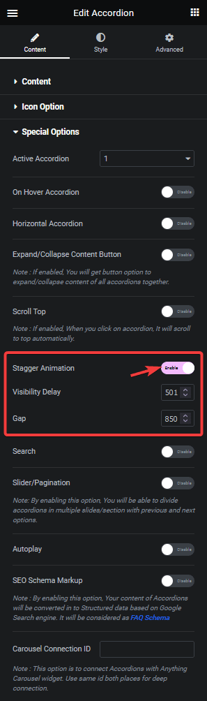 accordion stagger animation