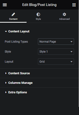 blog listing content layout