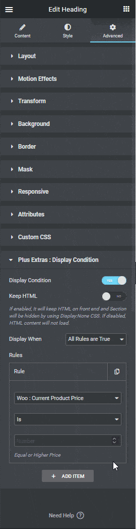 display condition current product price