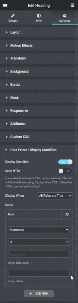 display condition shortcode