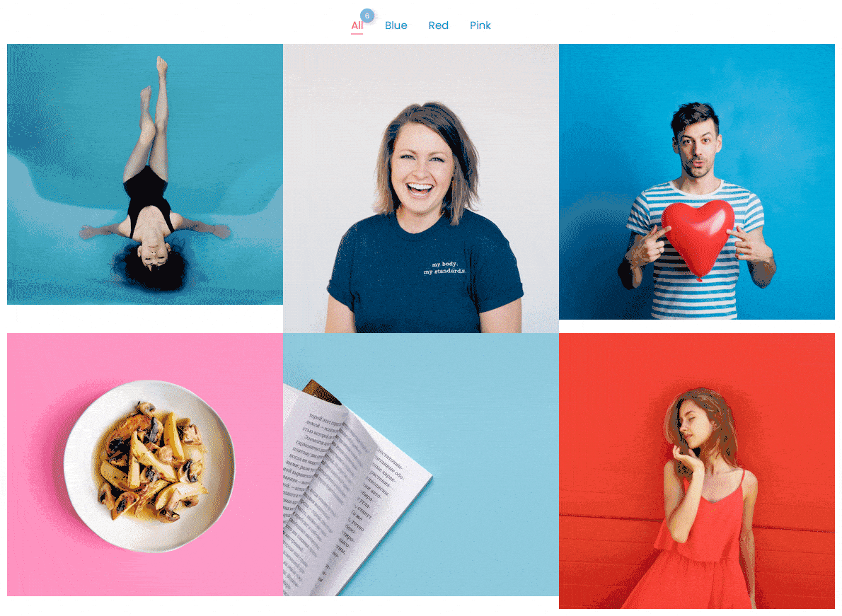 gallery listing category wise filter demo