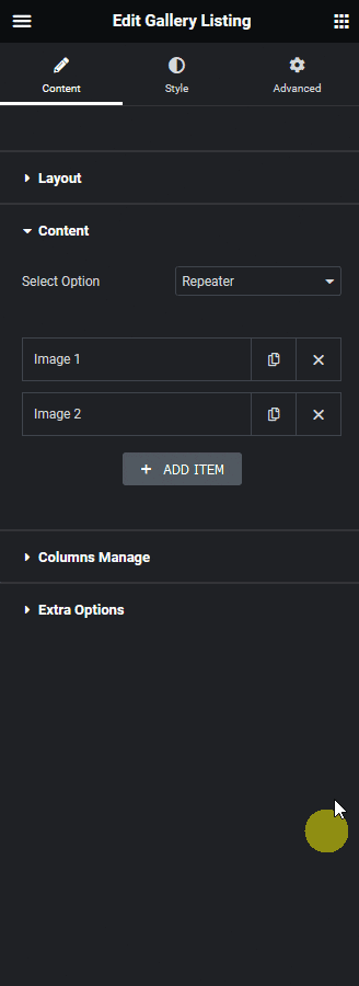 gallery listing category wise filter