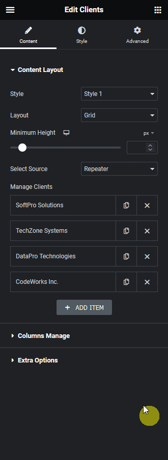 clients listing repeater category