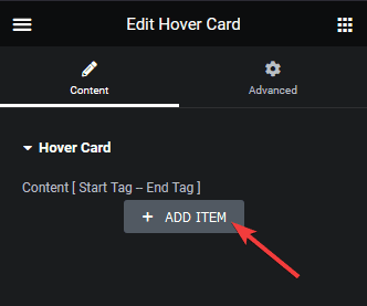 hover card add item