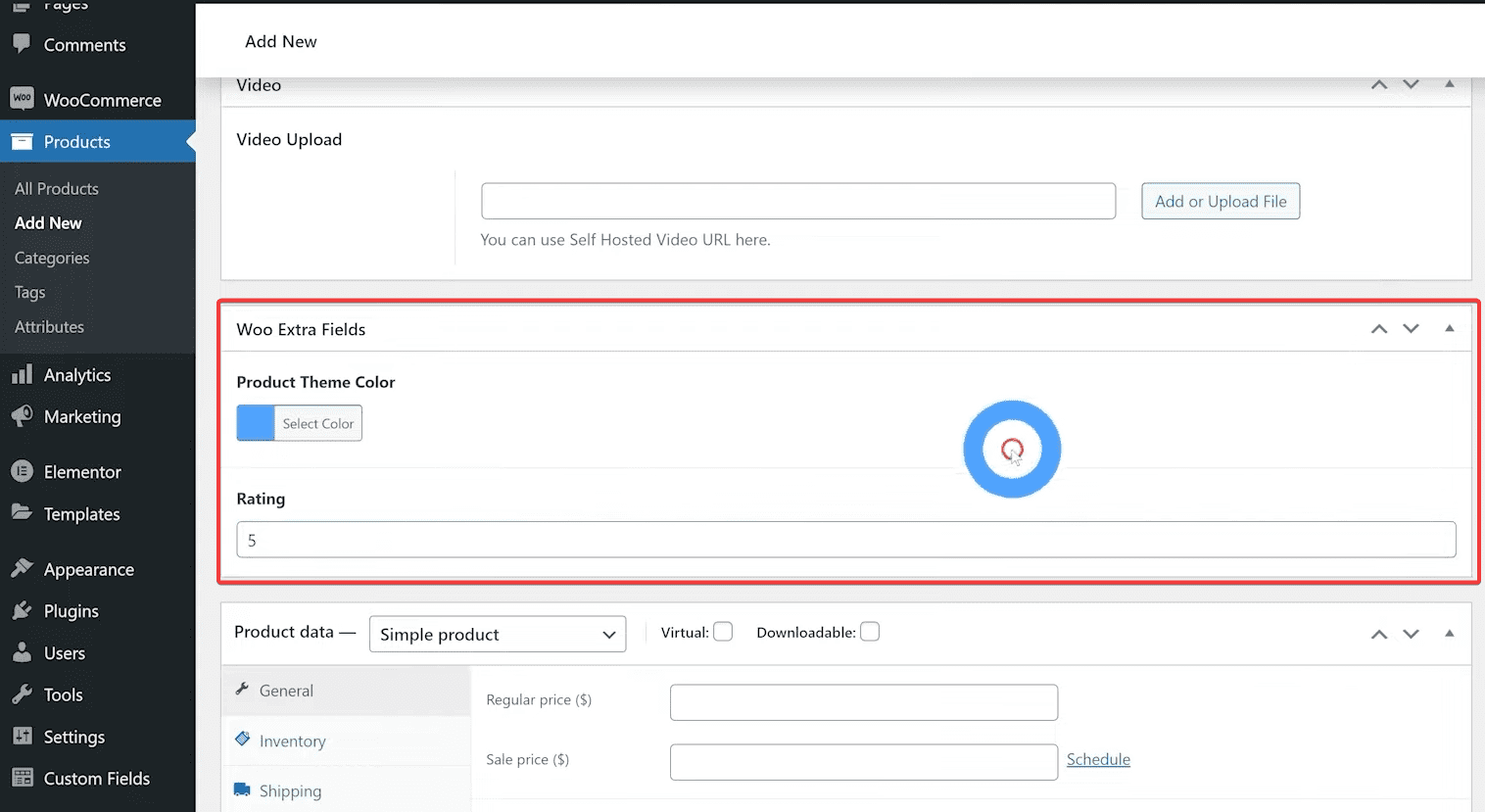 add value in product custom fields