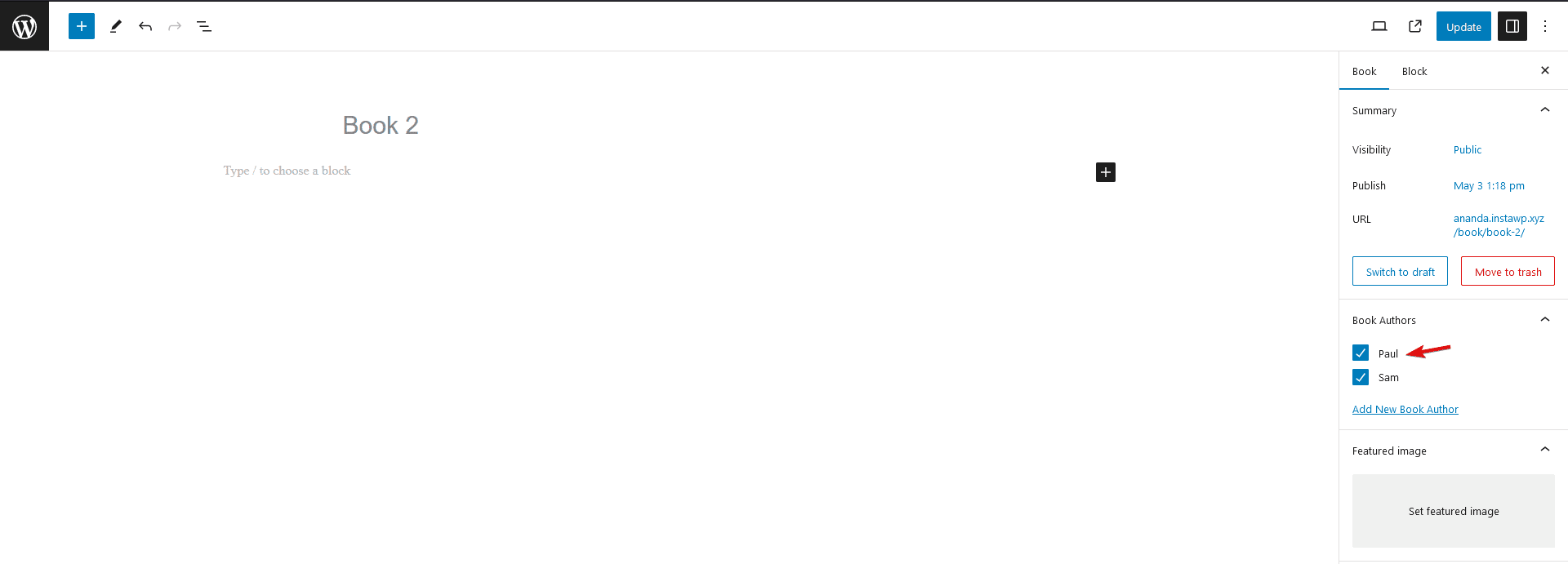 assign taxonomy to custom post type