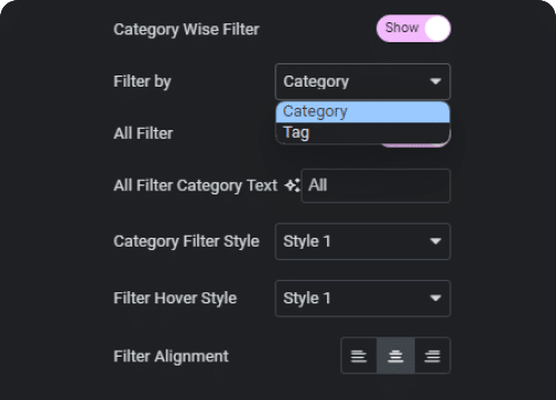 Category Wise Filter