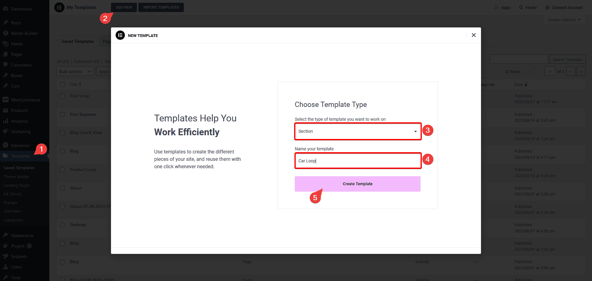 create elementor custom post type loop template