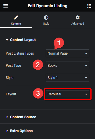 dynamic listing carousel layout