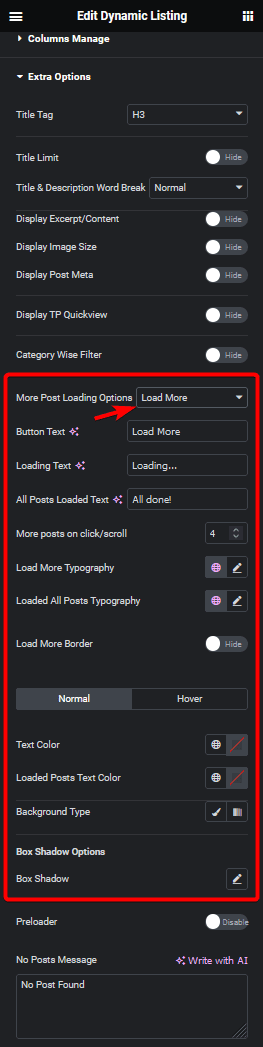 dynamic listing load more