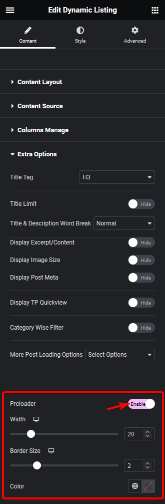 dynamic listing preloader