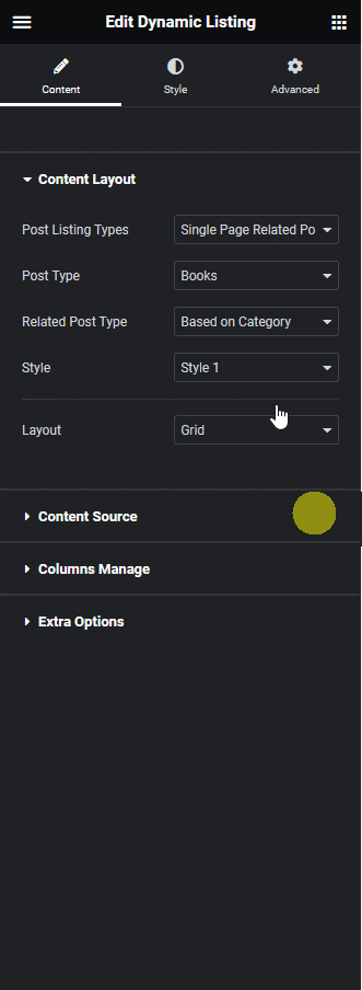 dynamic listing single page related posts