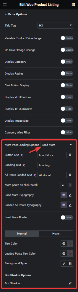 product listing load more