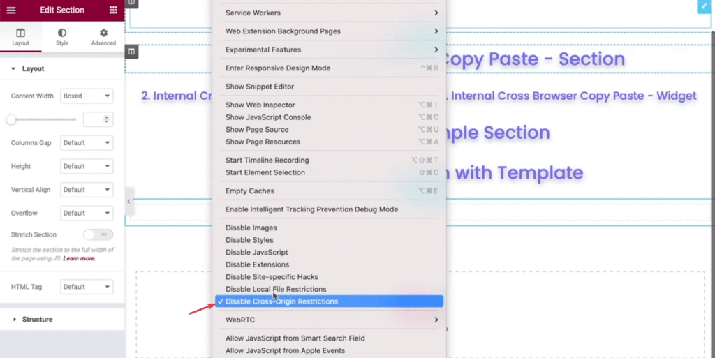 safari disable cross origin restriction | The Plus Addons for Elementor