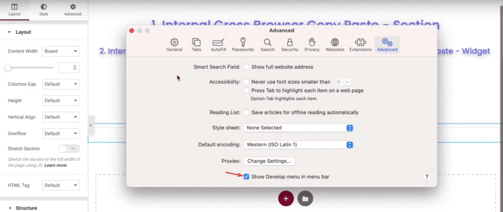 safari advanced settings | The Plus Addons for Elementor