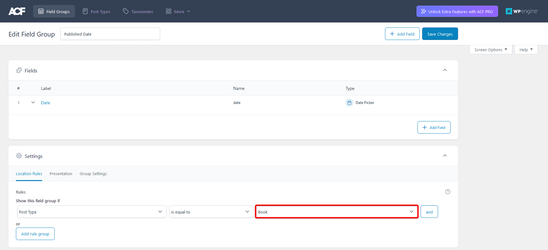 add datepicker custom fields cpt