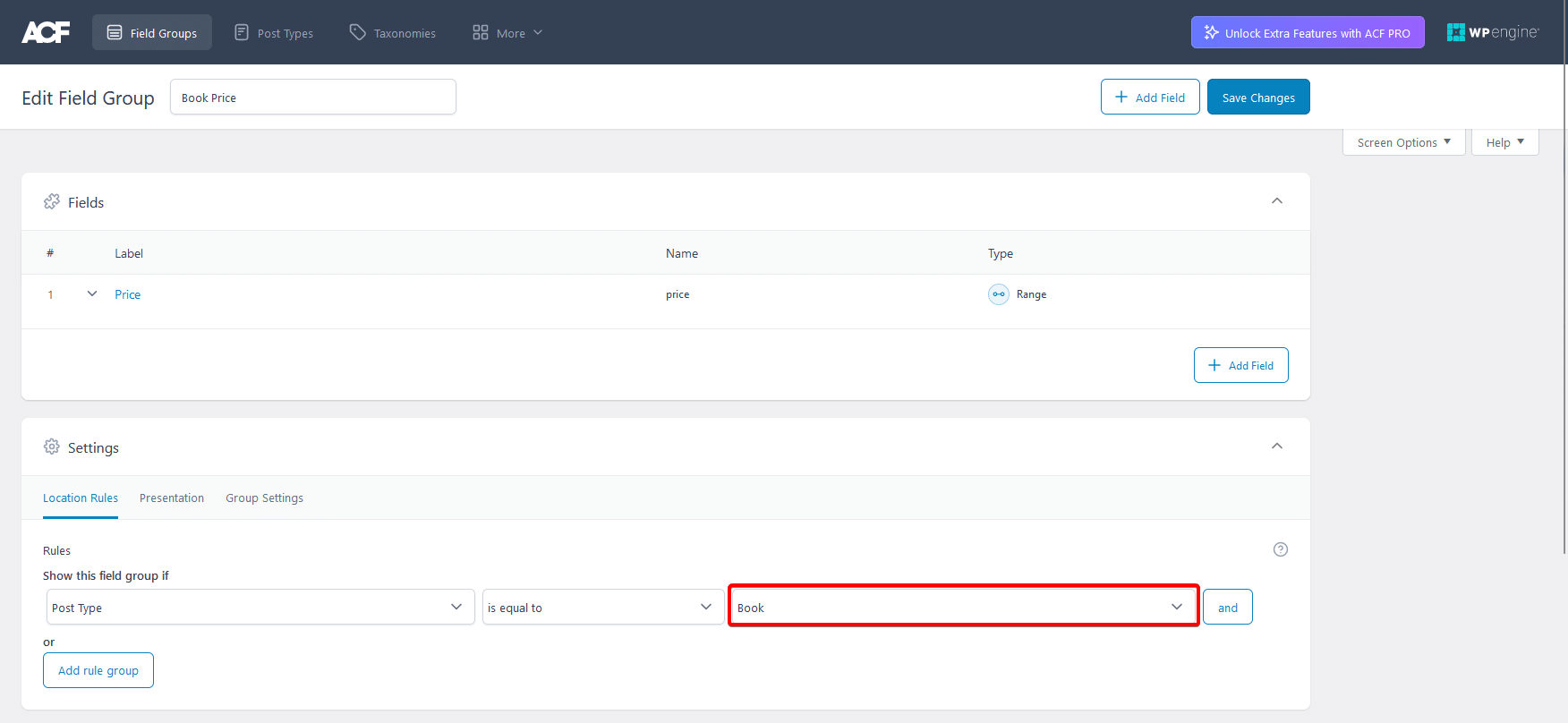 add range custom fields cpt