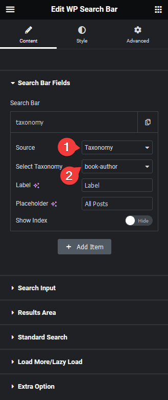 search bar custom taxonomy