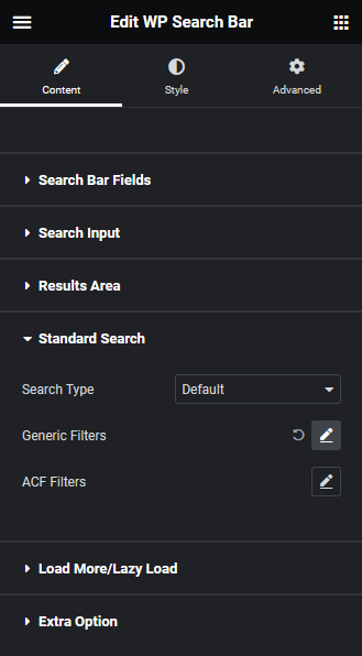 search bar standard search