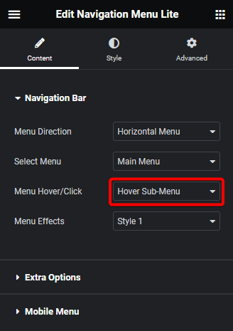 navigation menu lite hover sub menu