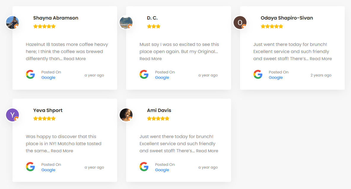 social reviews grid demo