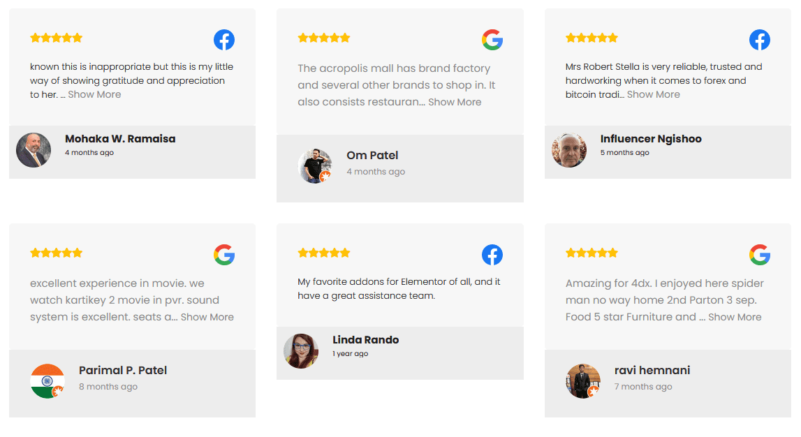 social reviews multiple source