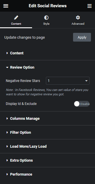 social reviews review option