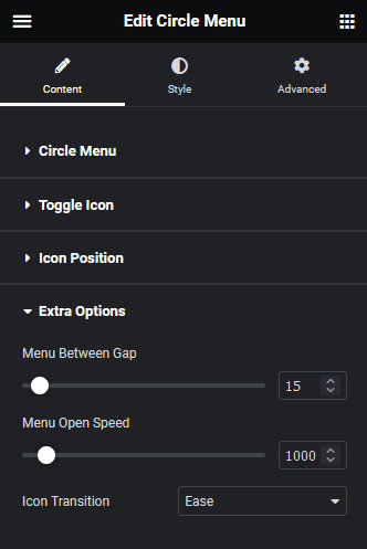 circle menu extra options