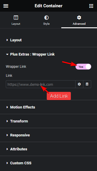 wrapper link settings