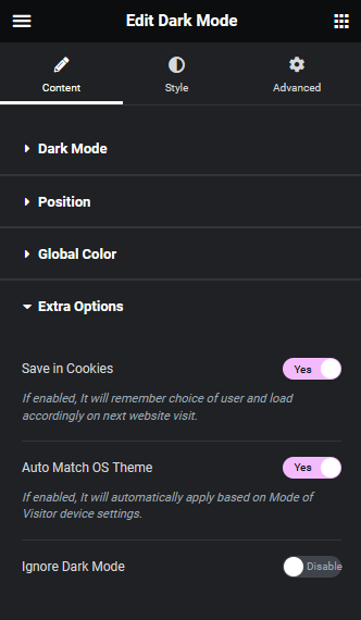 Dark Mode Extra Options