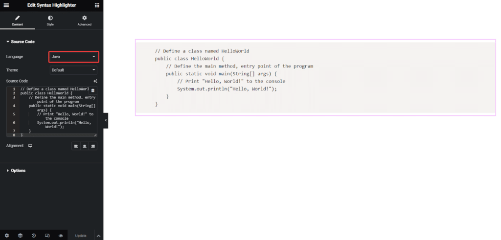 HTML Code in Syntax Highlighter