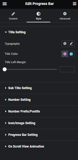 Progress Bar style settings