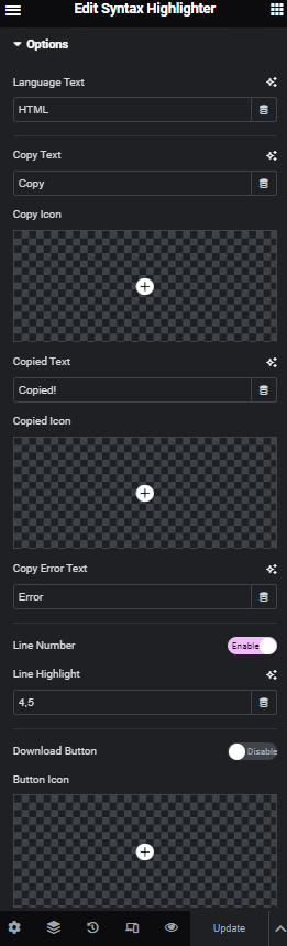 Syntax Highlighter Options