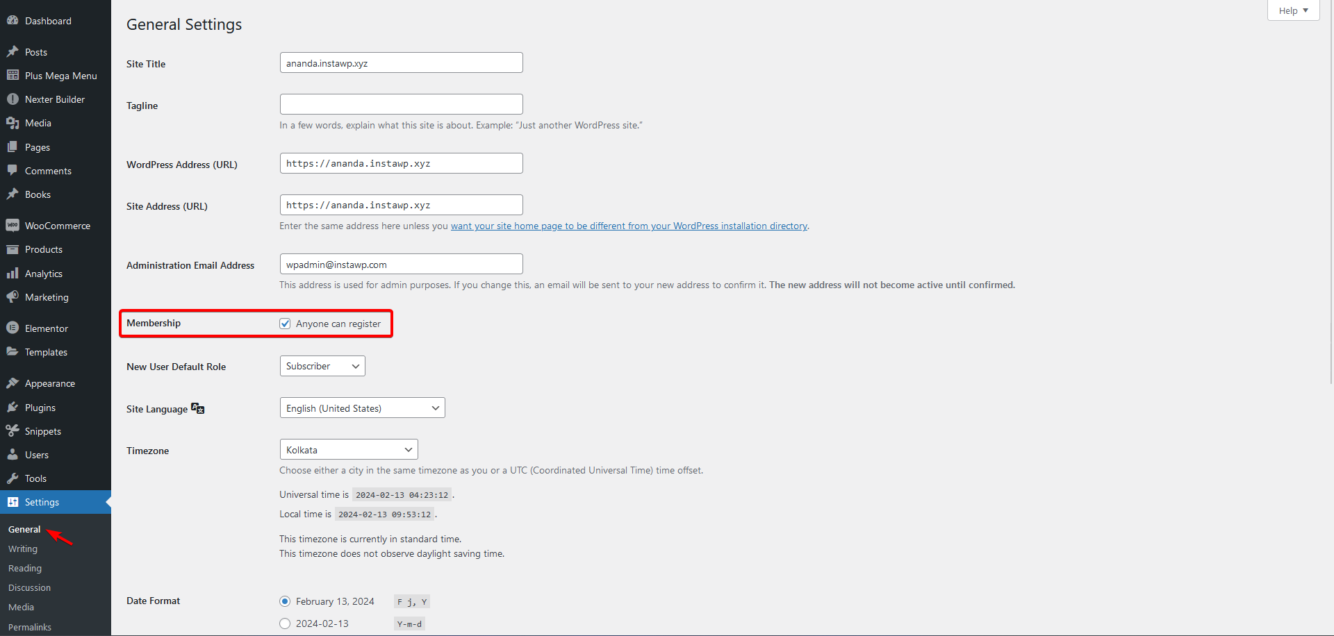 wordpress user registration